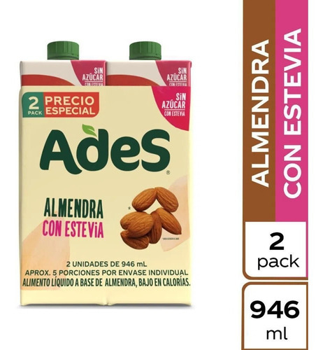 Leche Almendras Ades Con Stevia - mL a $11
