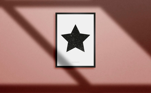 Poster Black Star. Lámina Impresa Para Cuadro Estilo Nórdico