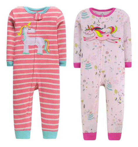 Enterito Largo Pijama Para Niña Cierre Sin Pie 100% Algodón
