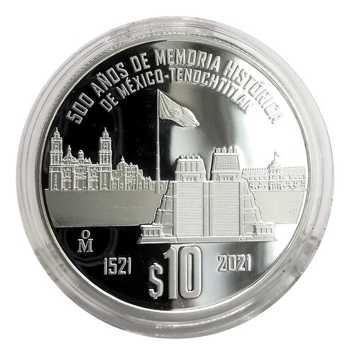 Moneda $10 Pesos 500 Años Fundación Tenochtitlan 1521 2021
