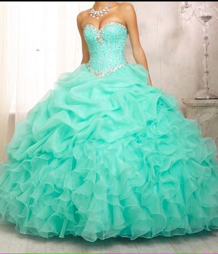 Vestido Debutante Verde Longo Festa 15 Anos Com Anagua | Mercado Livre