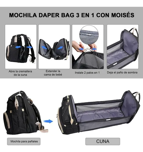 con Cuna Mochilas De Carro, Bolso Cambiador con Portátil Cuna