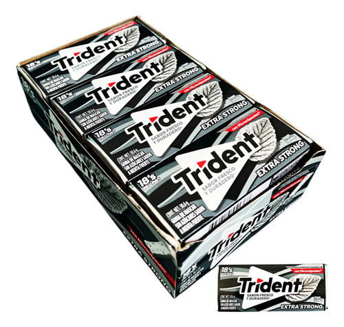 Trident Extra Strong - Sabor Menta Fuerte Sin Azúcar (12 Un)