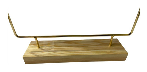Imagen 2 de 5 de Exhibidor Dorado De Metal Base Madera Para 36 Pares De Aros