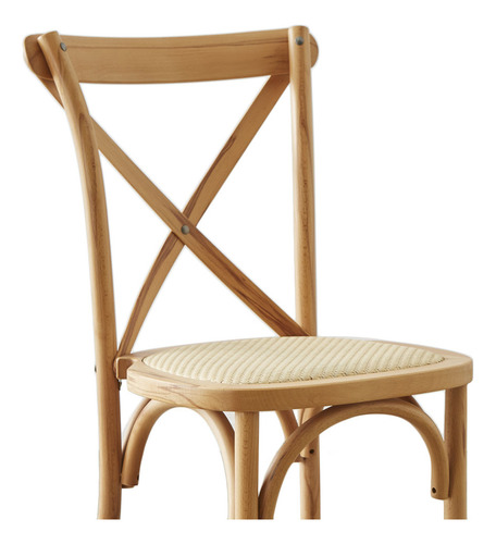 Silla De Comedor Cocina Cross De Madera De Roble Asiento Tejido Esterilla De Rattan Natural Color De La Estructura Roble Claro X4 Unidades
