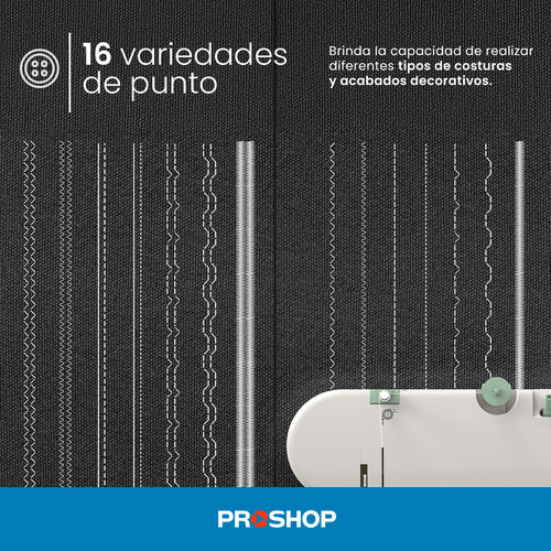 Maquina De Coser Portatil Electrica 16 Puntadas Pedal Luz Color Blanco Smart Tech FHSM-520