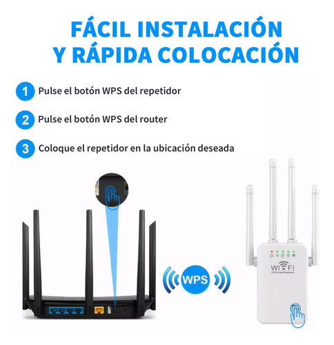 Einaro Repetidor Wifi Amplificador Señal 300mbps 110/230v 750 Wps Blanco