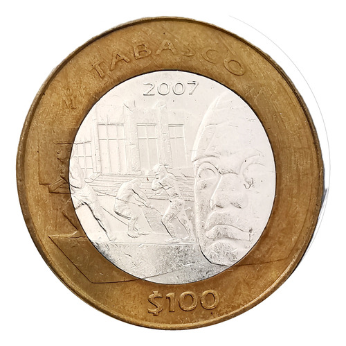 100 Pesos Estado Tabasco 2da Fase Bimetálica 2007