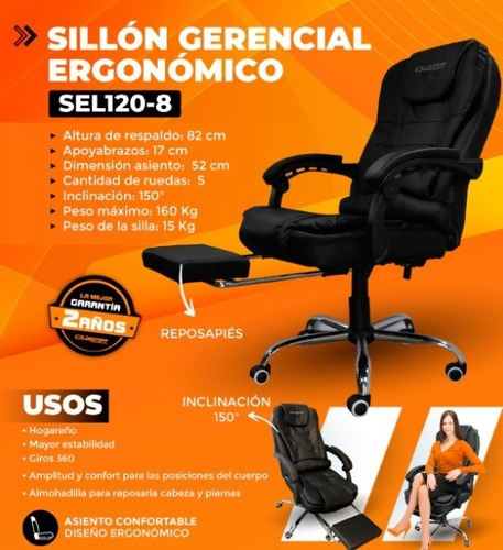 Imagen 2 de 2 de Silla Sillon Oficina Gerencial Ejecutivo Escritorio Pc Gamer