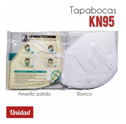 Tapabocas Mascarilla Kn95 Blanco Amarillo