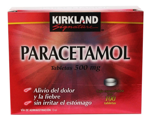 Paracetamol Tabletas De 500mg Kirkland Caja Con 100 Tabletas