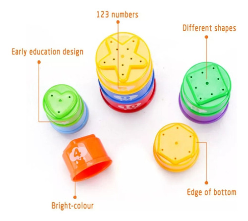 A 10 Piezas Apilables Taza Montessori Juguetes Para La
