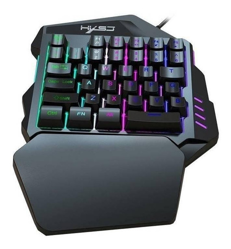 Imagen 2 de 3 de Teclado gamer HXSJ V100 color negro con luz rainbow
