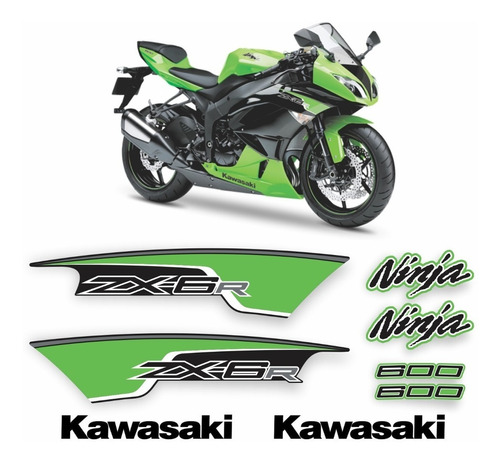 Kit Adesivo Lateral Kawasaki Ninja Zx-6r 600 2012 Zx6r