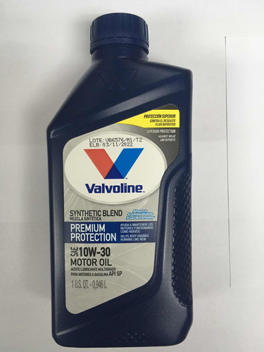 Aceite Valvoline 10w30 Semi-sintético.