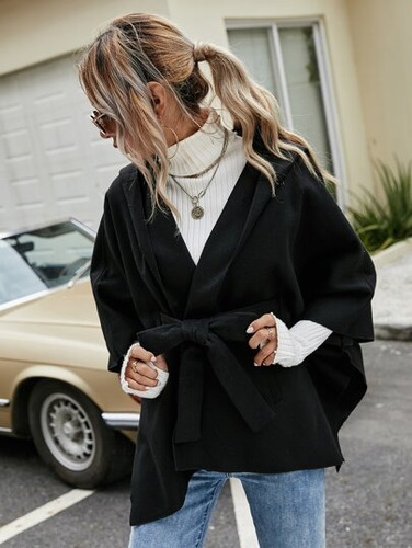 Chaqueta Gamuza Beige Lazo Cintura Botones Negros Shein Chaqueta Gamuza Beige Lazo Cintura Botones Negros Shein