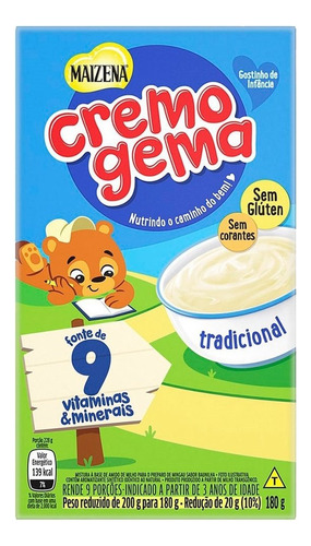 Mingau Cremogema Baunilha Tradicional - 180g Embalagem Com 4