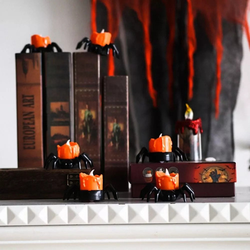 12 Velas De Té Led Novedosas Con Diseño De Araña De Hallowee