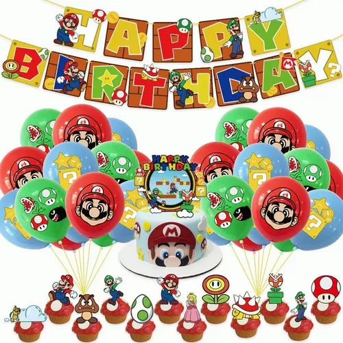 Mario Bros Letrero Móvil Feliz Cumpleaños - Super77mario Color