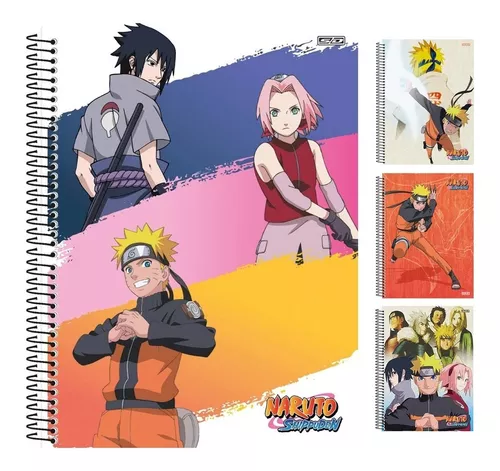 Kit 5 Cadernos Naruto Shippuden + Caderno Desenho