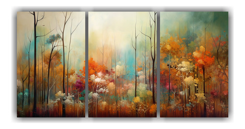 120x60cm Tres Canvas Moderno Mágico Cuadros Bosques Abstrac