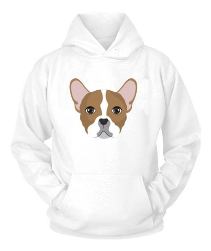 Sudadera Unisex Blanca Perrito Bulldog   Adulto Y Niños 