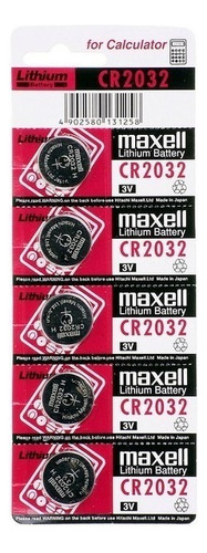 Pack Cr 2032 Tira 5 Pilas Tipo Boton Maxell Cr2032