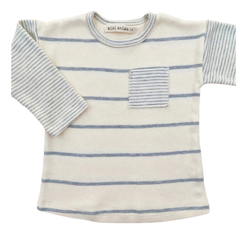 Remera Rayada Mini Anima Interlock Manga Larga Bebe Kid Gris