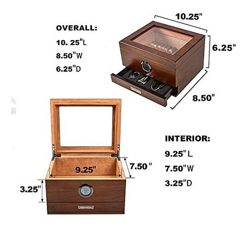 Jansfuren Humidor Madera De Cedro Español Para 25-55 Puros