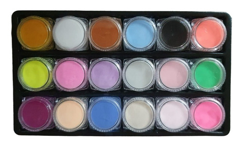 20x Set De Polvos Acrílicos 18 Colores, Manicure, Acrílicas