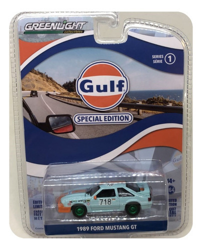 Greenlight Green Machine Gulf 1989 Ford Mustang Gt 1:64 Color Celesta