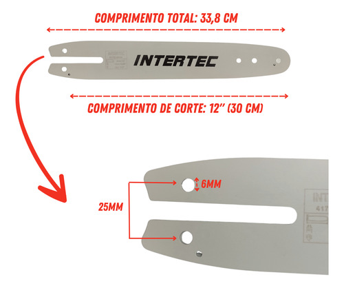 Sabre Saibro 30cm 22 Dente Motosserra Ms170 Ms180 + Corrente