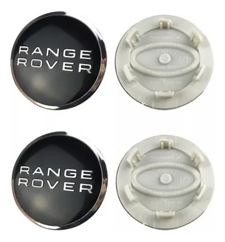 4 Tapas Central Llanta Range Rover 62 Mm Negras Borde Plata