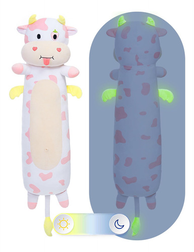 Almohada De Peluche De Vaca Luminosa 109 Cm Kawaii.