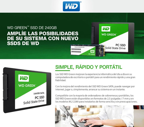 Imagen 3 de 4 de Disco Solido Ssd 240gb Western Digital Green Wd Sata 3 Gtia