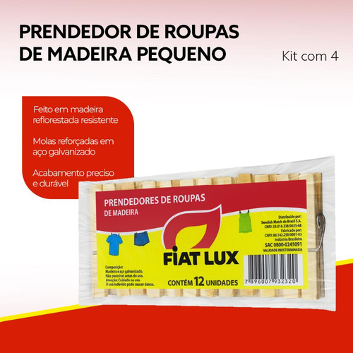 Prendedores De Roupa De Madeira Para Varal Fiat Lux 48un