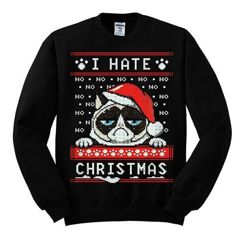 Playera Unx Ugly Sweater Navideño Grumpy Cat Odio La Navidad