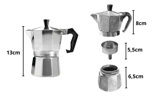 Cafetera Moka Italiana 3 Pocillos Chica Aluminio