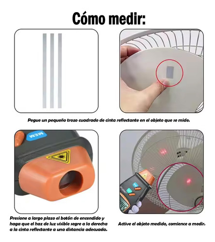 Tacometro Rpm Digital Mini Laser Lcd Pantalla No Contacto Gris Oscuro