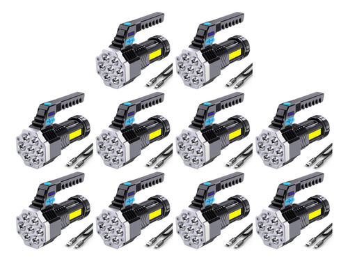 Linterna Portátil 7led+cob, Recargable Por Usb, Linterna De