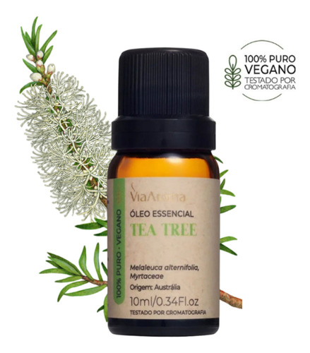 Óleo Essencial Tea Tree Malaleuca 10ml 100% Puro Via Aroma