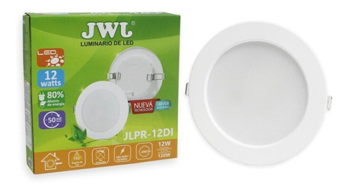 Plafon Led 12w Empotrable Luz Blanca Redondo 10pzs Jwj