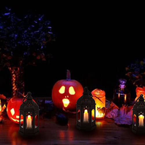 Mini Linterna Con Velas Led Parpadeantes, Negro De Halloween Black