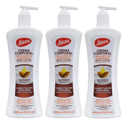 3 Crema Corporal Jaloma Aceite De Almendras 400ml