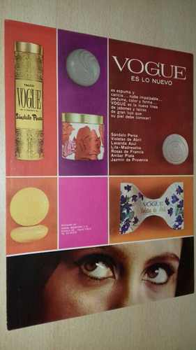 P576 Clipping Antigua Publicidad Jabon Talco Vogue Año 1967