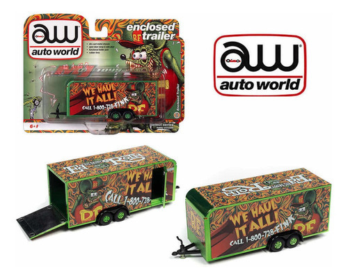 Auto World Enclosed Trailer Rat Fink Hobby Exclusive 1/64 Color Verde