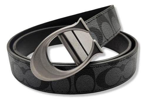 Cinturon Coach Doble Vista Reversible Clasico Unisex Color Negro Diseño De La Tela Hebilla C Talla G (125cm)