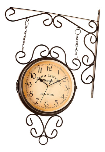 Reloj De Pared De Doble Cara, Redondo, Diseño Café