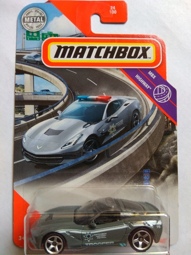 Matchbox 2015 Corvette Stingray Patrulla Policia Gris Mb0