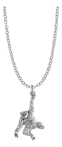 Collar Animales Dije Colgante Pareja Amigos Cadena Acero Plateado Chango Mono